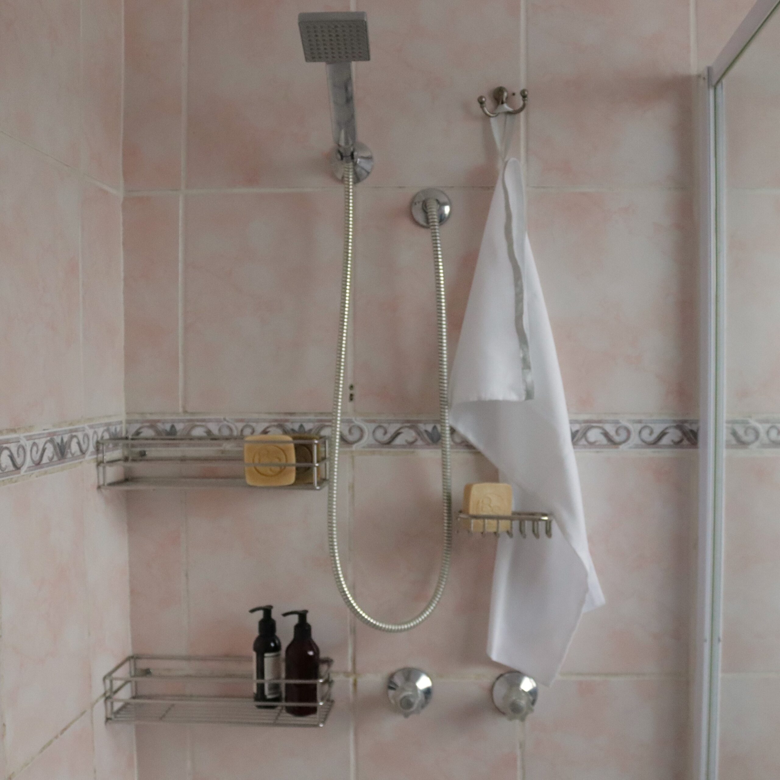 Foaming bag hanging in shower