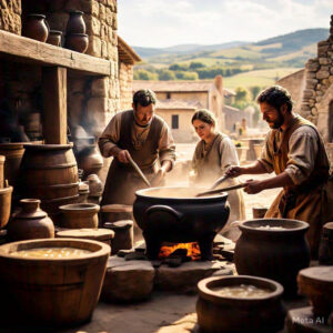 Castile soap being produced in a open cauldron.