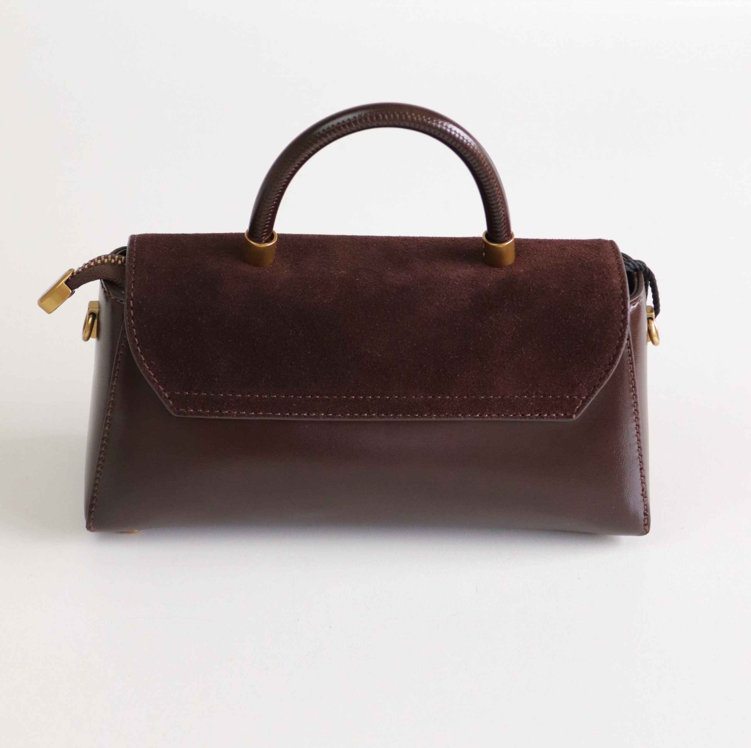 Mini Satchel in Bordeaux PU Leather & Suede