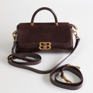 Mini Satchel in Bordeaux PU Leather & Suede